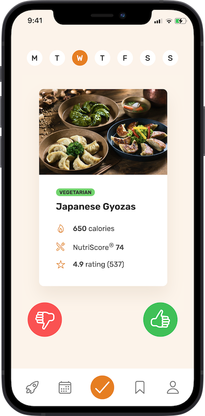 Image on a phone where you choose your weekly meal