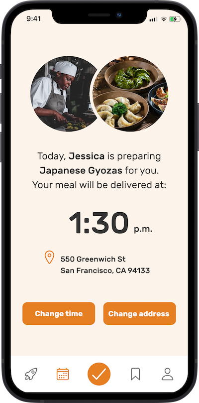 Image on a phone where you can choose when you want your food to arrive.